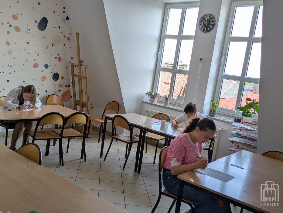 Biblioteka Gorlice, Powiatowy Konkurs Czytelniczy Uczestnicy rozwiązują test finałowy